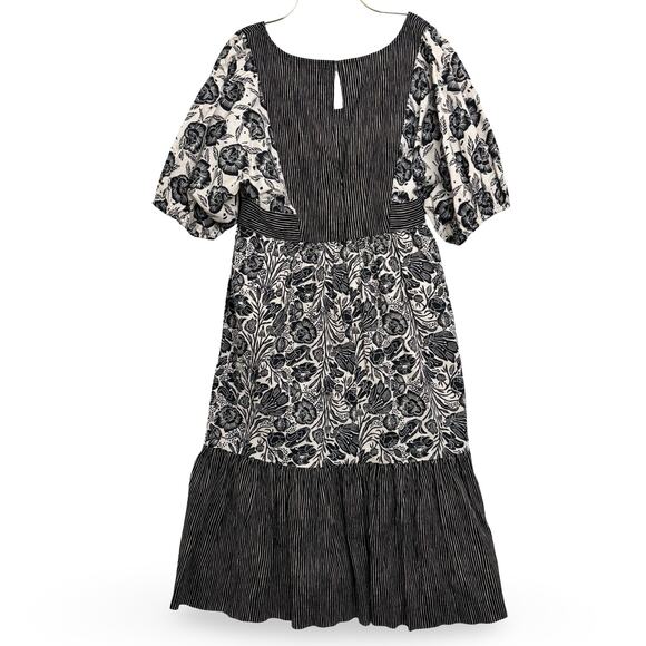 Anthropologie Bloomingprint Cotton FloralPrint Midi Dress Square Neckline Size 8 - Picture 2 of 11